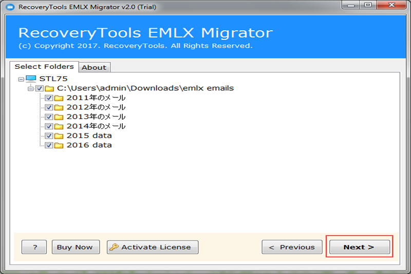 choose mac mail emlx folder to import emlx to adobe pdf