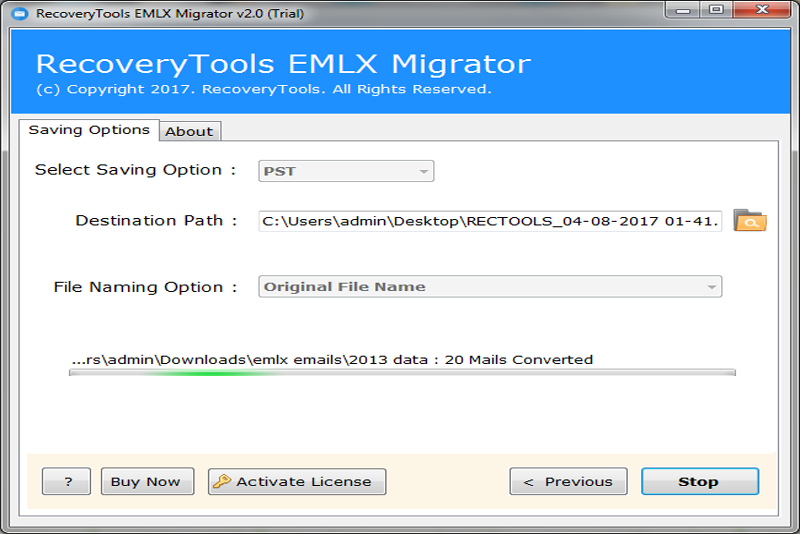 apple mail emlx to outlook nsf migration is running