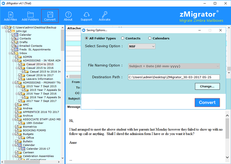 select nsf file format